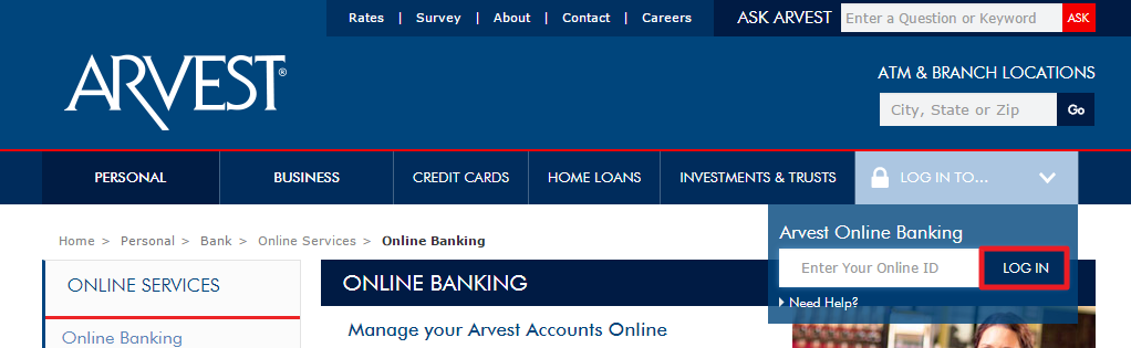 Arvest Bank Online Login