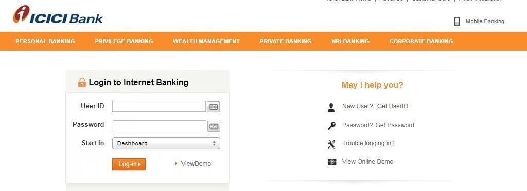 ICICI Internet Banking Login and Reset
