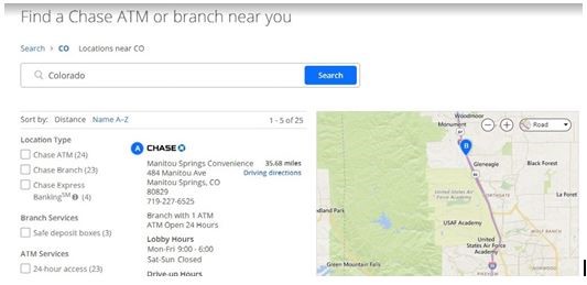 how to find nearest Chase Bank locations